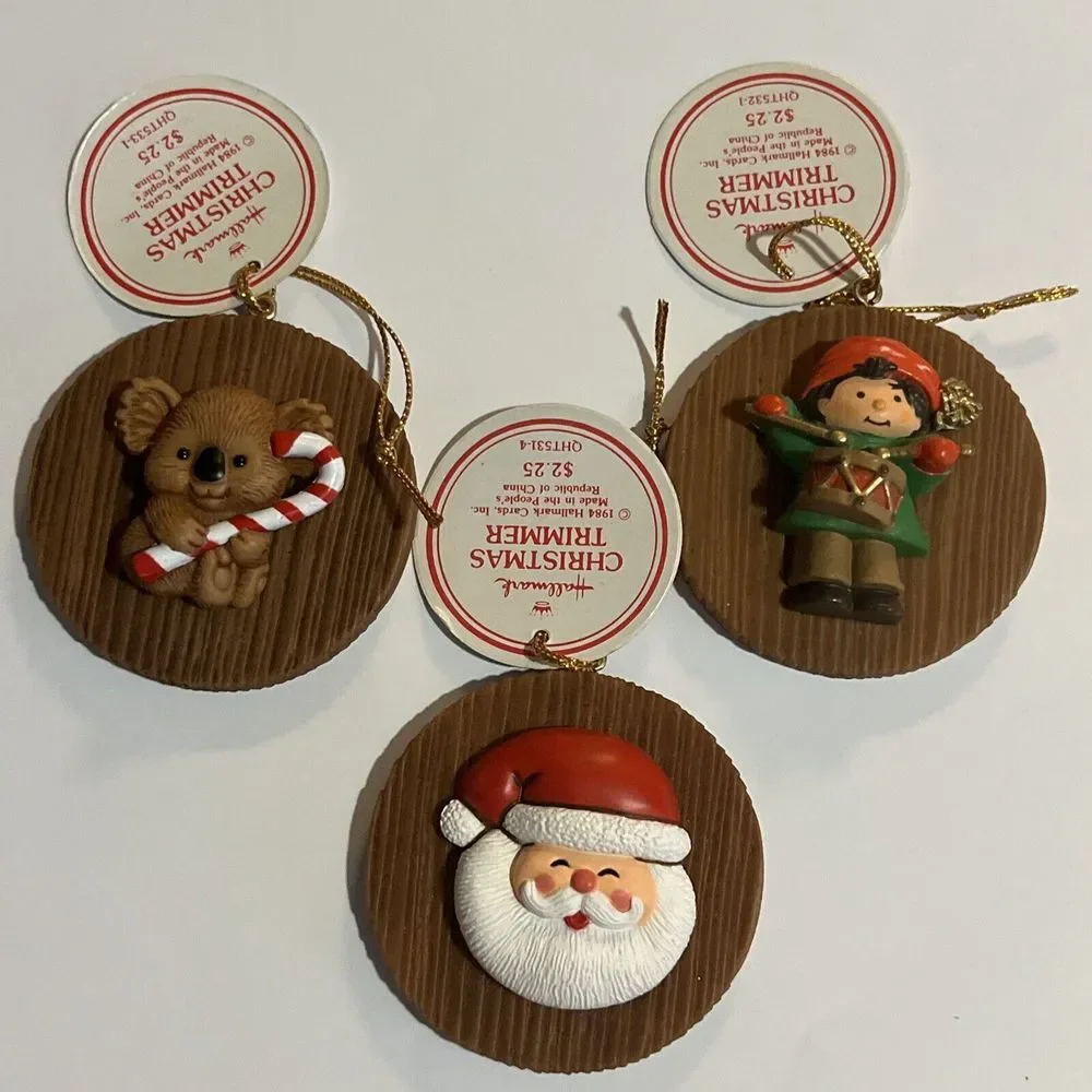 Hallmark Trimmer Vintage 1984 Santa, Koala, Drummer‎ Boy - 3 Lot Ornaments
